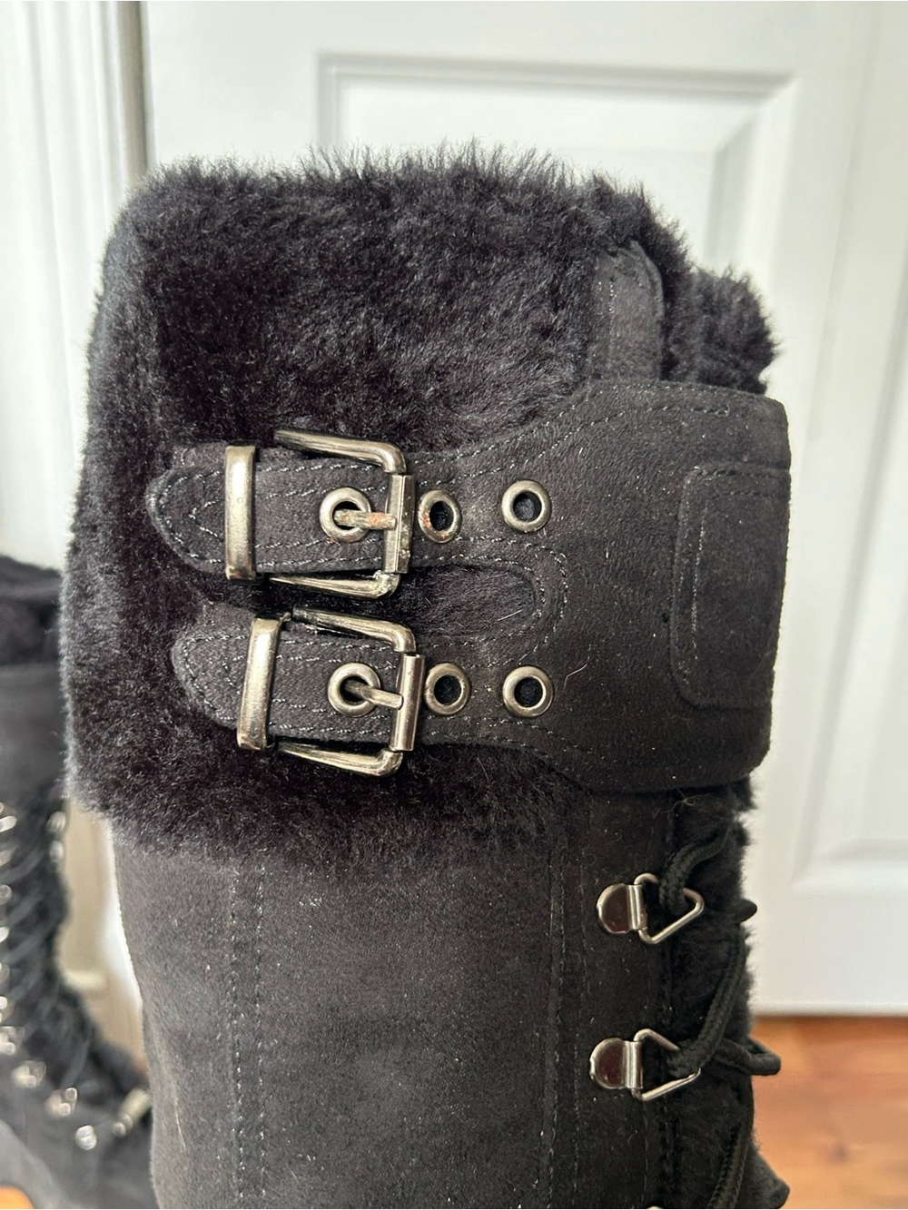 Vintage Whimsygoth Grunge Black Faux Fur Winter Boots - Picture 8 of 12
